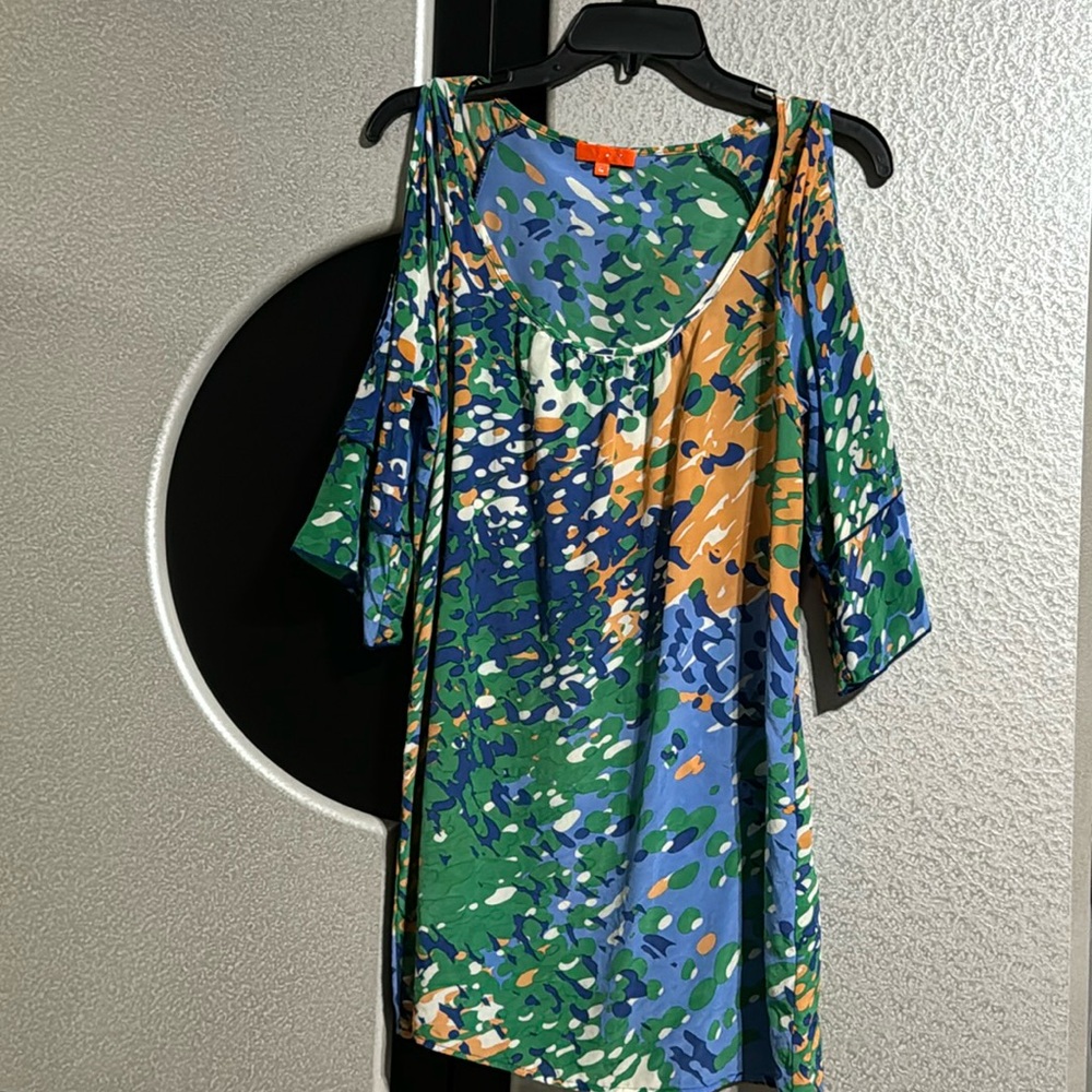 Glam  multicolor women top 100% silk size small